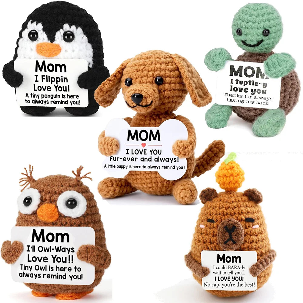 New Handmade Crochet Doll for Mom Dad Knitted Dog Positive Animal Dolls Birthday Fathers Mothers Day Custom Collectible Gift