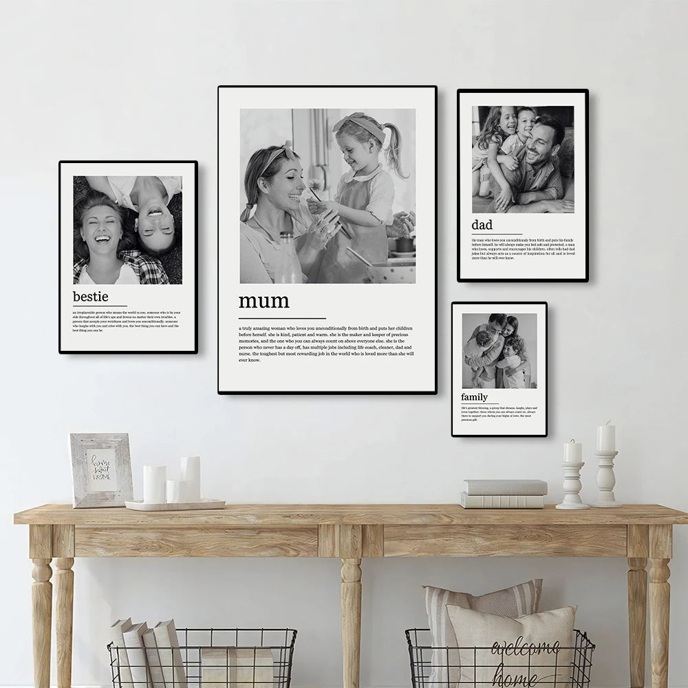 Custom Family Photo Canvas Painting Personalized Family Couple Wall Poster Picture for Home Decor Father's Day gift for Mother