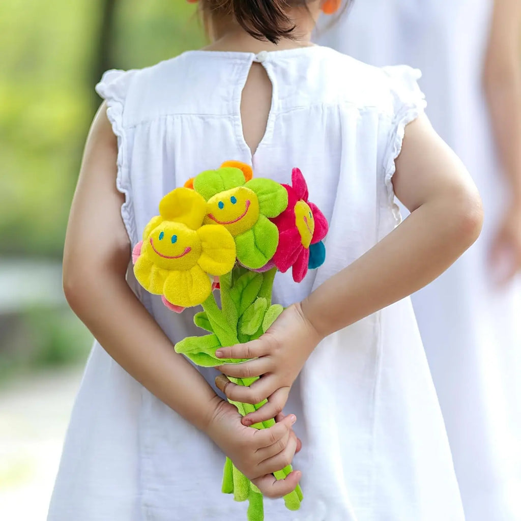 Smiling Sunflower Plush Flowers Smile Flowers Plush Bouquet Fake Flowers for Home Decor Wedding Birthday Mother’s Day Gifts