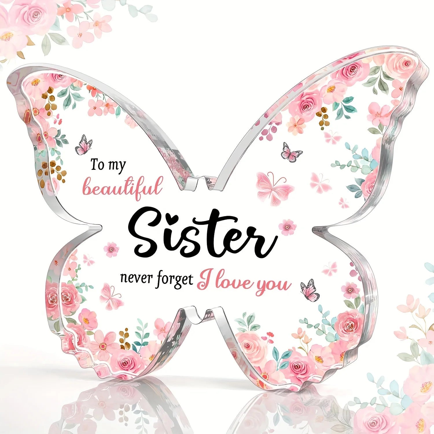 Sister Birthday Gifts, Mothers Day Gifts, Christmas Gifts for Sister, Best Friend and Bestie, Beautiful Butterfly-shaped Acrylic