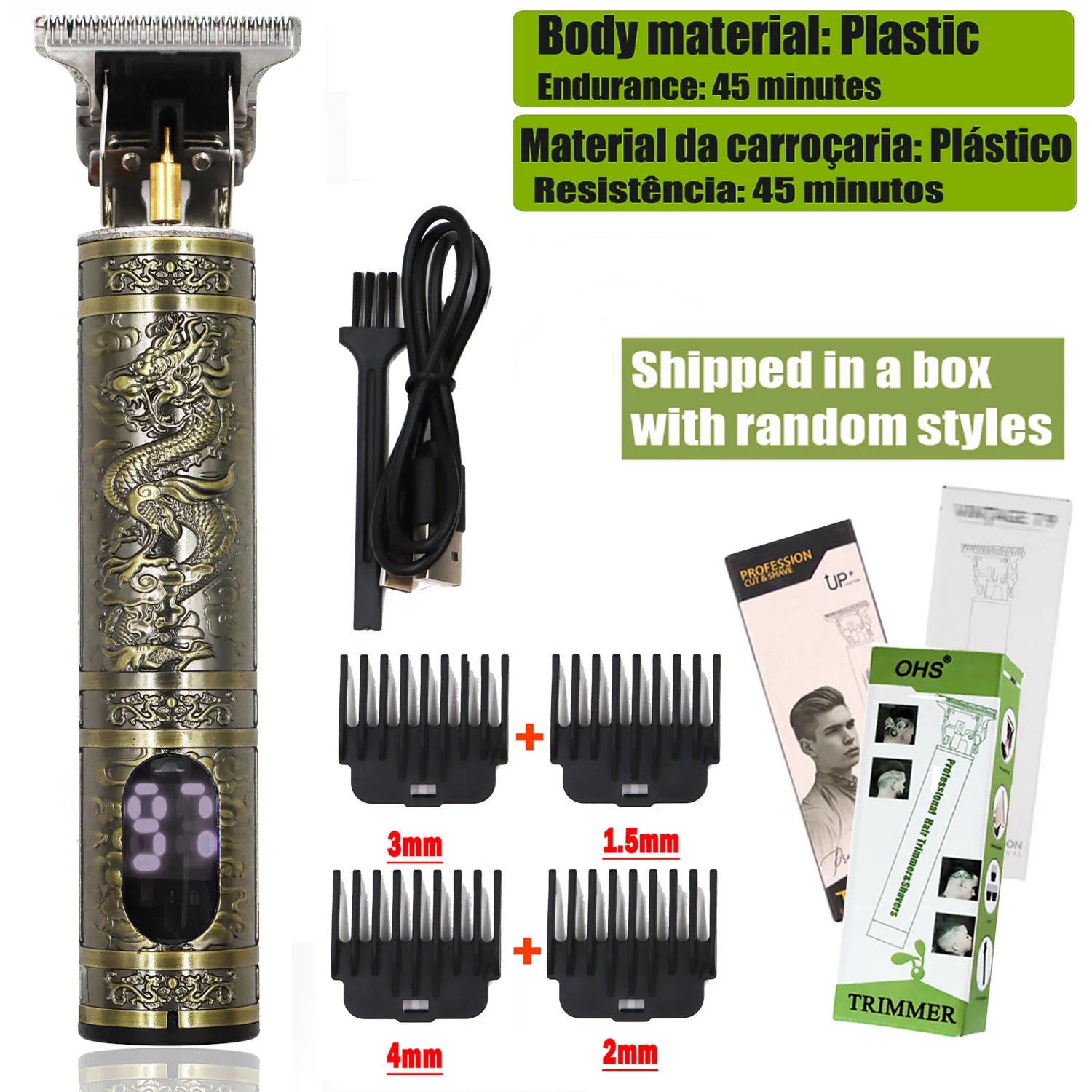 OHS Rechargeable T9 Cordless Hair Cutting Machine Electric Shaver For Men