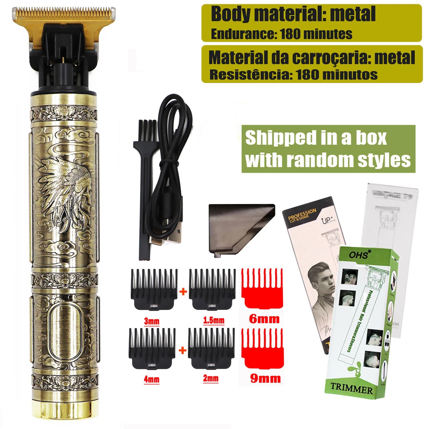 OHS Rechargeable T9 Cordless Hair Cutting Machine Electric Shaver For Men