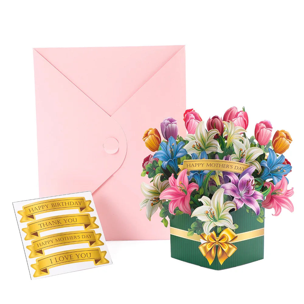 Paper Pop Up Floral Mother’s Day Card for Mom3D Floral Card Gifts for  Birthdays Anniversaries  Valentine's Day with Envelope
