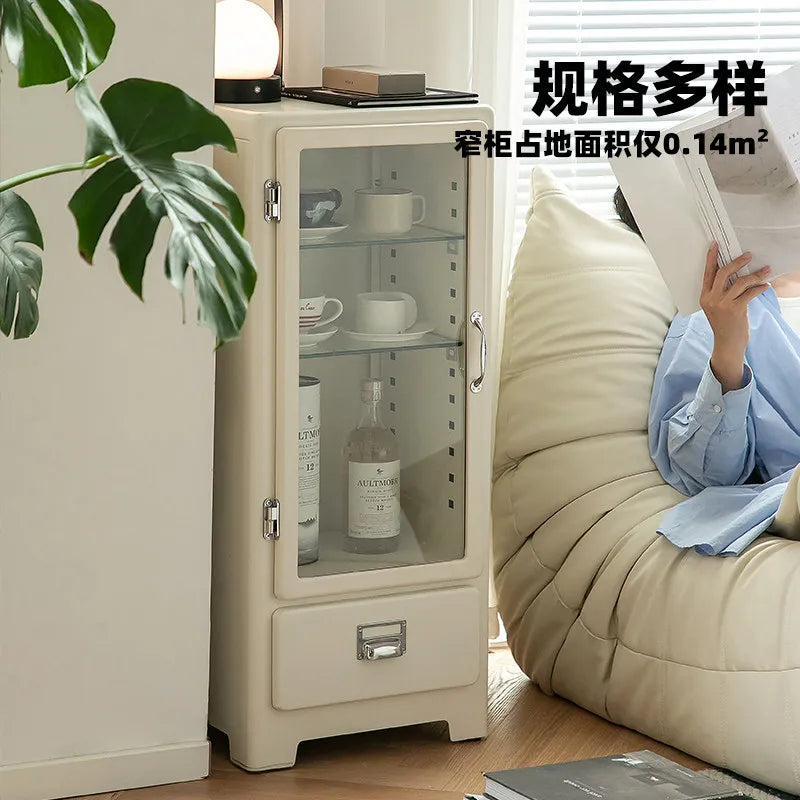 Japanese-style retro iron cabinet metal display cabinet, dining side storage cabinet