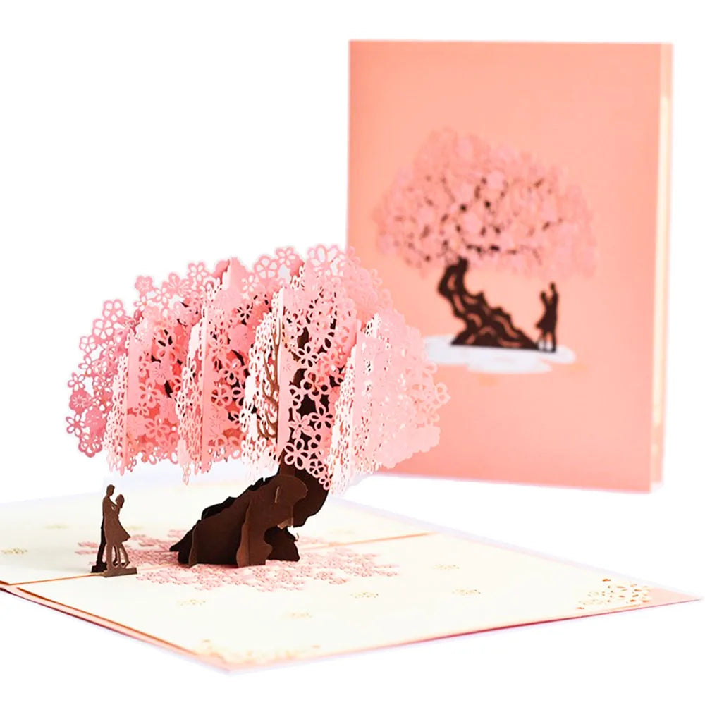 Happy Birthday Pop Up Card Sakura Sunflower Envelope Elegant 3D Greeting Cards Creative Ideal Gift for Family Mom Mother Sister