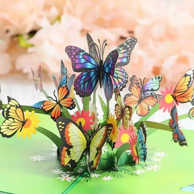1pcs 3D Butterfly Pop Up Card, Valentine's Day, Mother, Anniversary, Wedding Invitation Greeting, Birthday Gift, Thank You