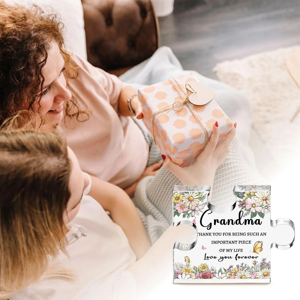 Grandma Gifts from Granddaughter Grandson 3.9 Inch Grandma Plaque Mothers Day Gift for Grandma Grandmother Birthday Gifts Grandm