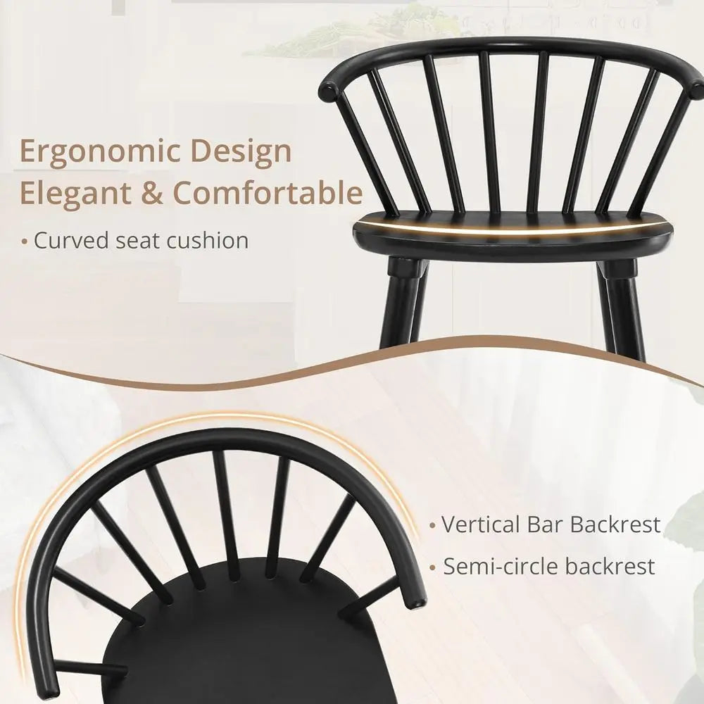 Black Dining Chairs Set o 4, armhouse Wood Dining Chairs with Semicircular Backrest, Spindle Dining Chair or Kitchen and Dining