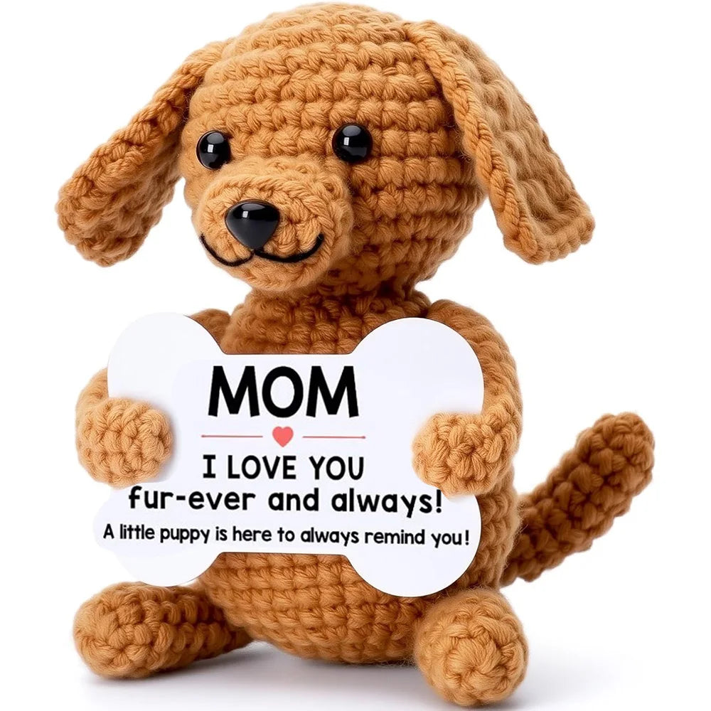 New Handmade Crochet Doll for Mom Dad Knitted Dog Positive Animal Dolls Birthday Fathers Mothers Day Custom Collectible Gift