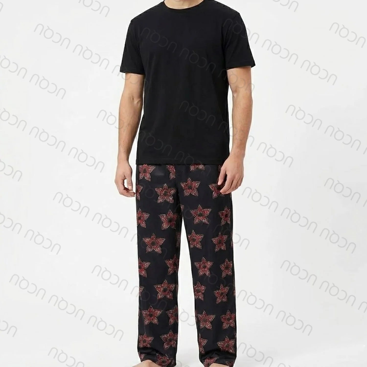 2026 UCQU Demogorgon  The Upside Down Pajamas Set Couple Matching Demogorgon Short Sleeve Tee Pants Valentines Day Gift Homewear