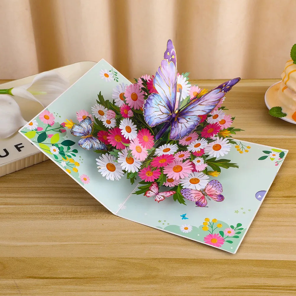 3D Butterfly Pop Up Greeting Cards Postcard For Valentine's Day, Mother, Anniversary, Wedding Invitation Greeting, Birthday Gift