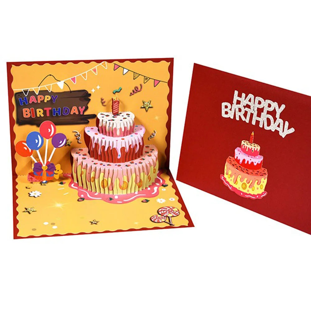 Happy Birthday Pop Up Card Sakura Sunflower Envelope Elegant 3D Greeting Cards Creative Ideal Gift for Family Mom Mother Sister