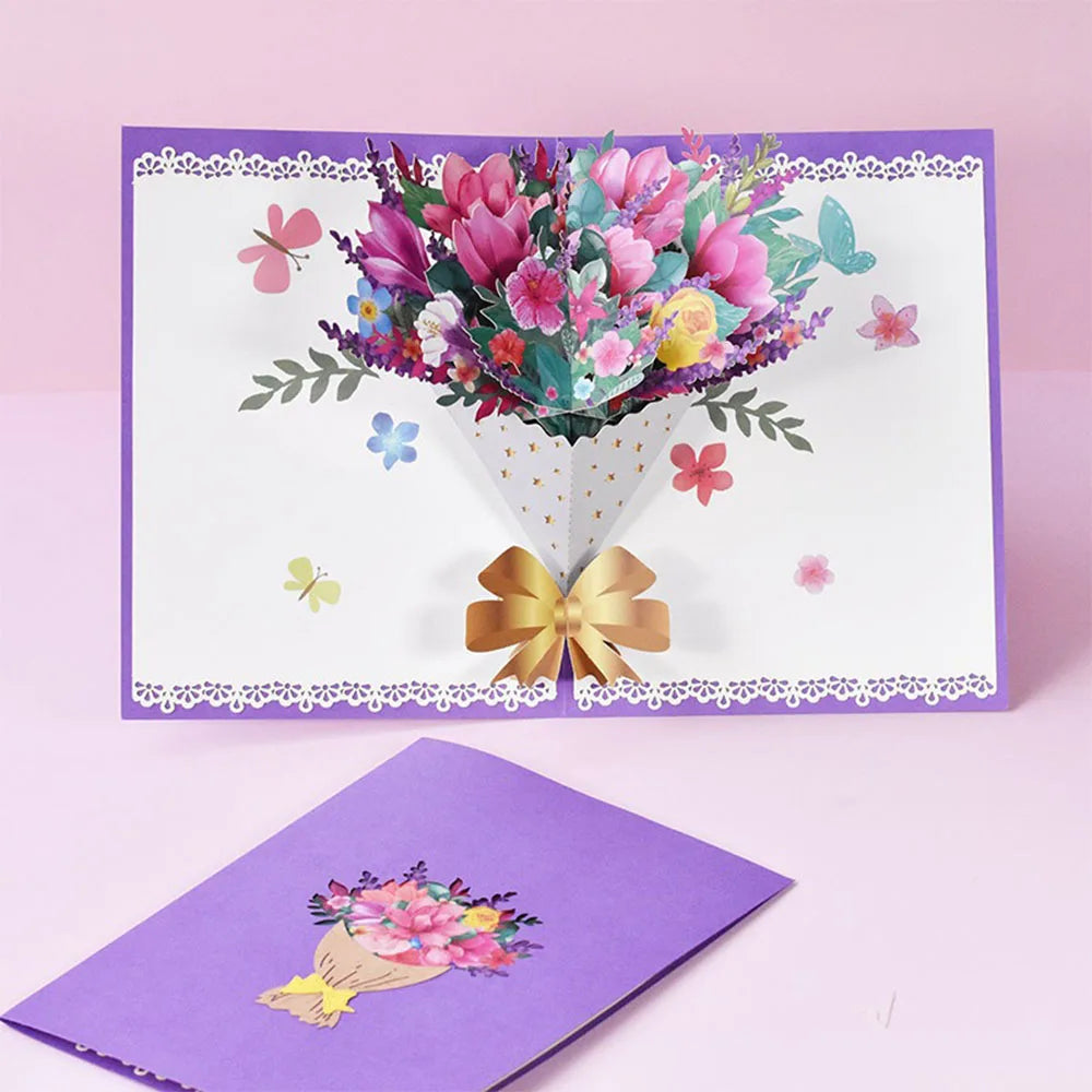Happy Birthday Pop Up Card Sakura Sunflower Envelope Elegant 3D Greeting Cards Creative Ideal Gift for Family Mom Mother Sister