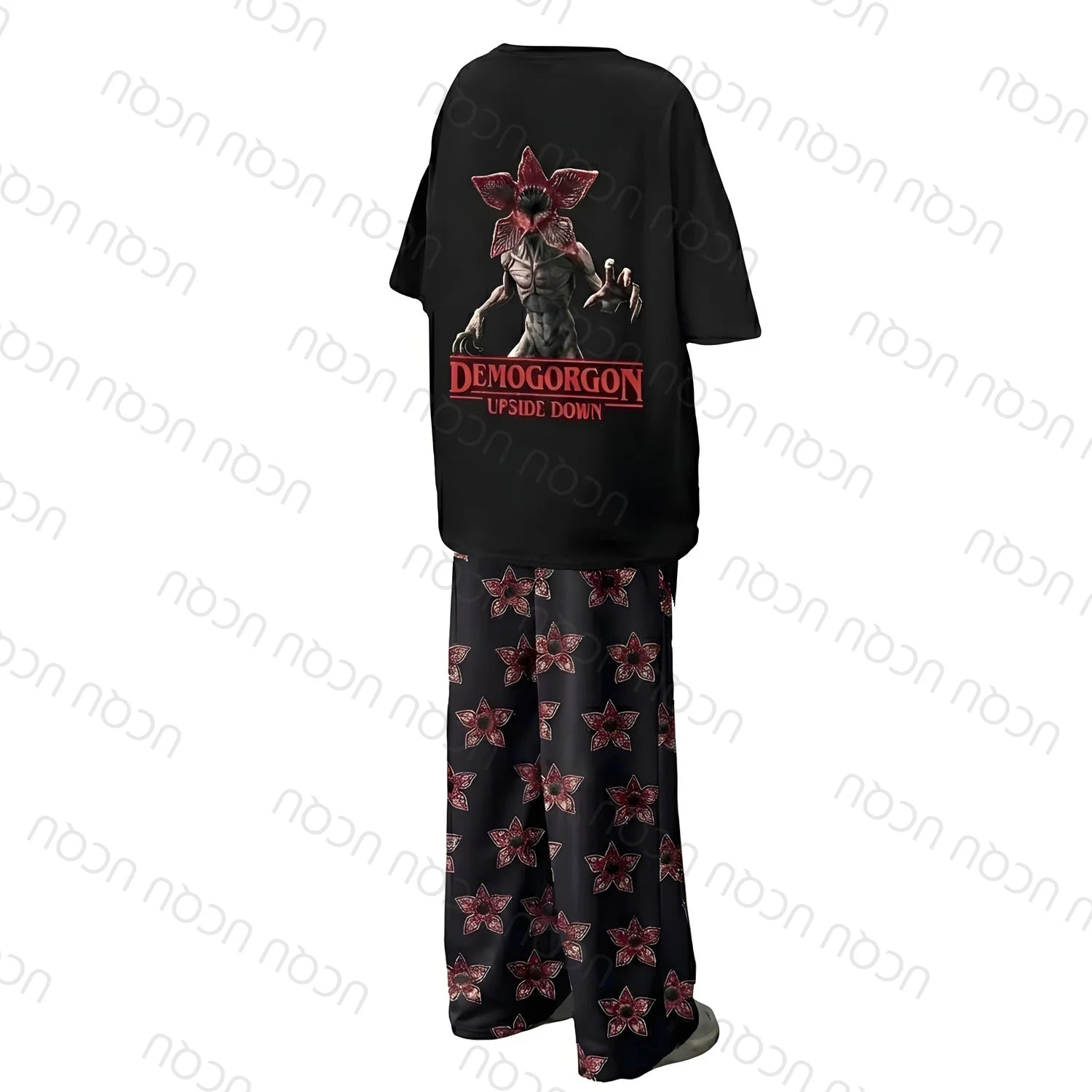 2026 UCQU Demogorgon  The Upside Down Pajamas Set Couple Matching Demogorgon Short Sleeve Tee Pants Valentines Day Gift Homewear
