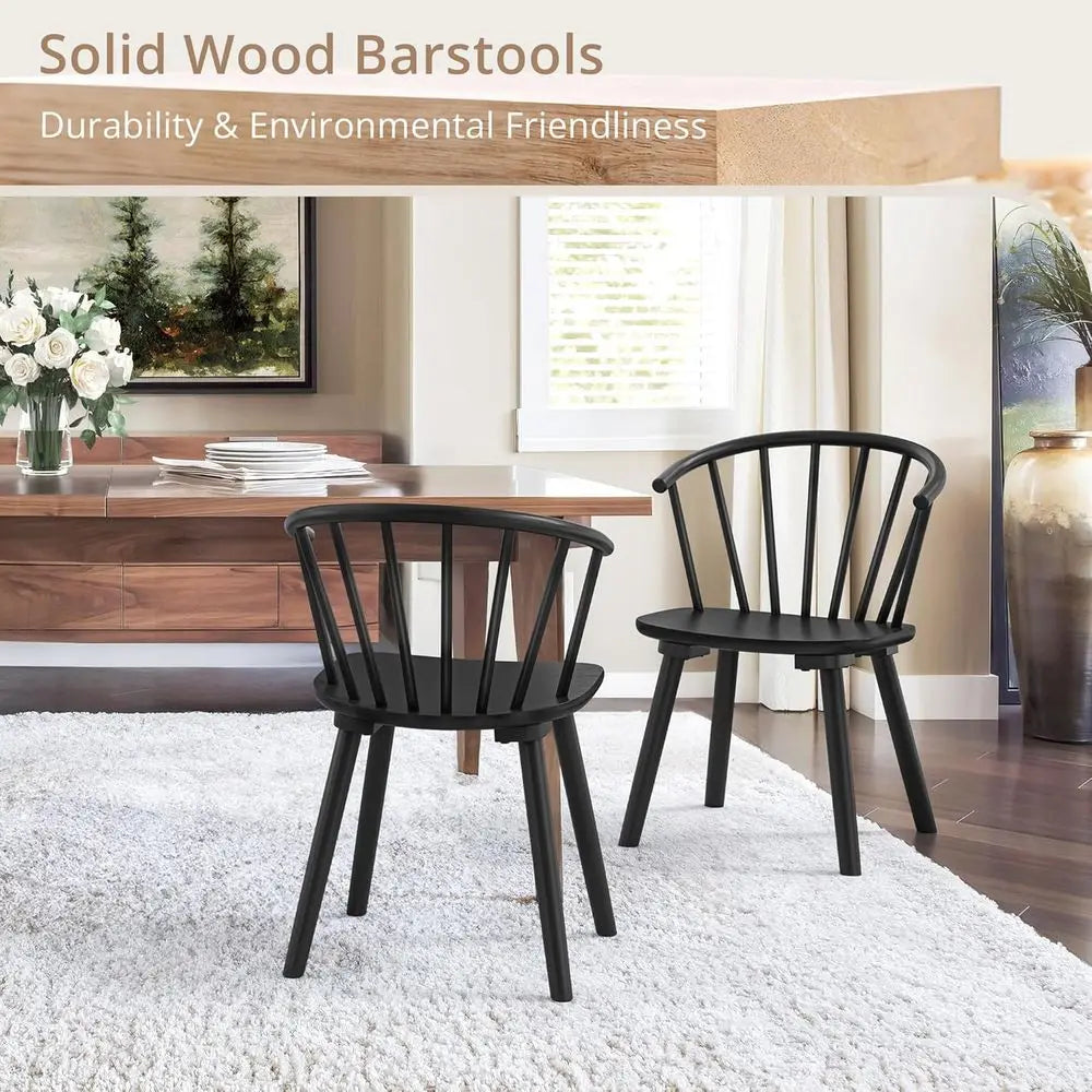 Black Dining Chairs Set o 4, armhouse Wood Dining Chairs with Semicircular Backrest, Spindle Dining Chair or Kitchen and Dining