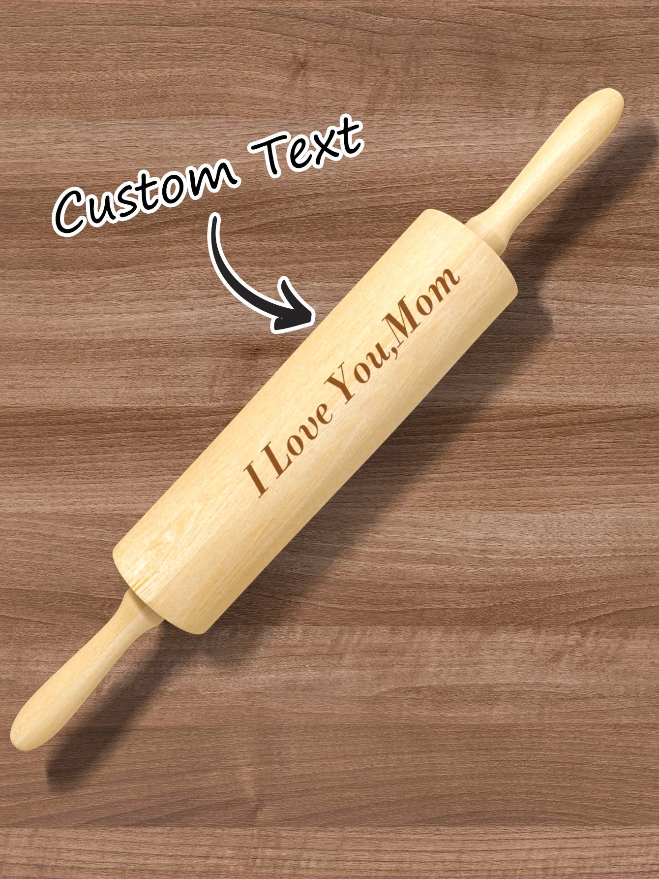Custom Engraved Wooden Rolling Pin Personalized Text Baking Gift For Mom Grandma Pastry Cookware Home Decor Valentine Mother Day