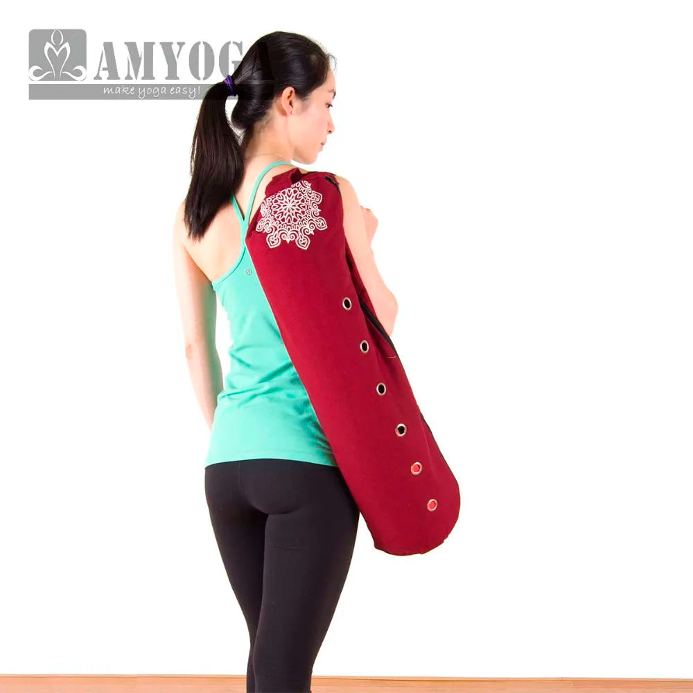 Canvas Yoga Mat Bag Single Shoulder Gym Mat Bag Fitness Sports Backpack Yoga Bag for 6-8mm Mat (Yoga mat not including)