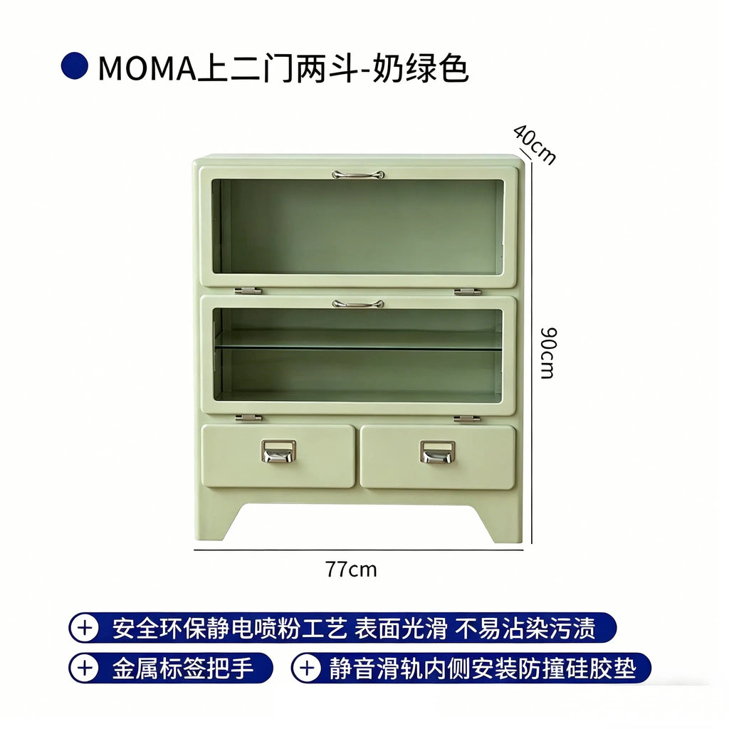 Japanese-style retro iron cabinet metal display cabinet, dining side storage cabinet