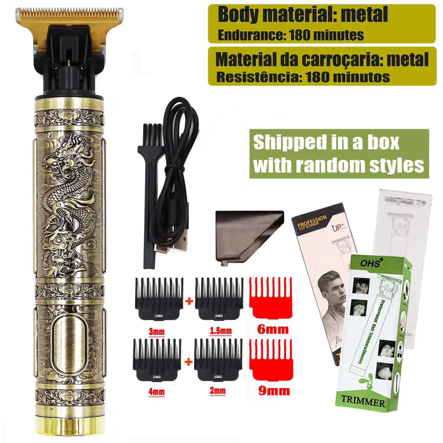 OHS Rechargeable T9 Cordless Hair Cutting Machine Electric Shaver For Men