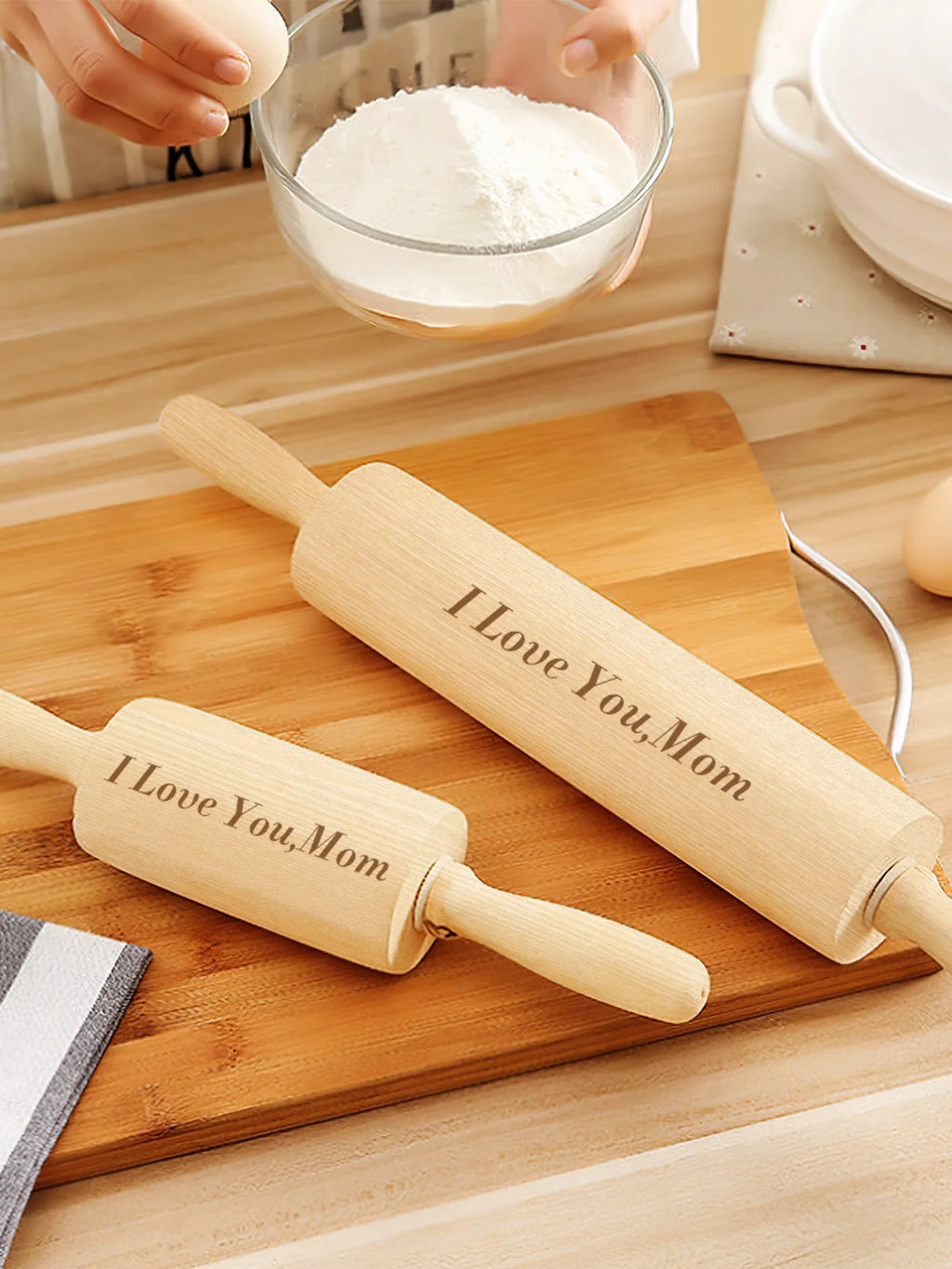 Custom Engraved Wooden Rolling Pin Personalized Text Baking Gift For Mom Grandma Pastry Cookware Home Decor Valentine Mother Day