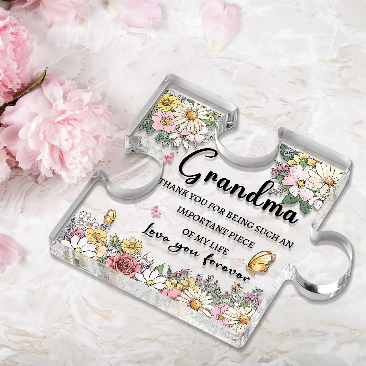 Grandma Gifts from Granddaughter Grandson 3.9 Inch Grandma Plaque Mothers Day Gift for Grandma Grandmother Birthday Gifts Grandm