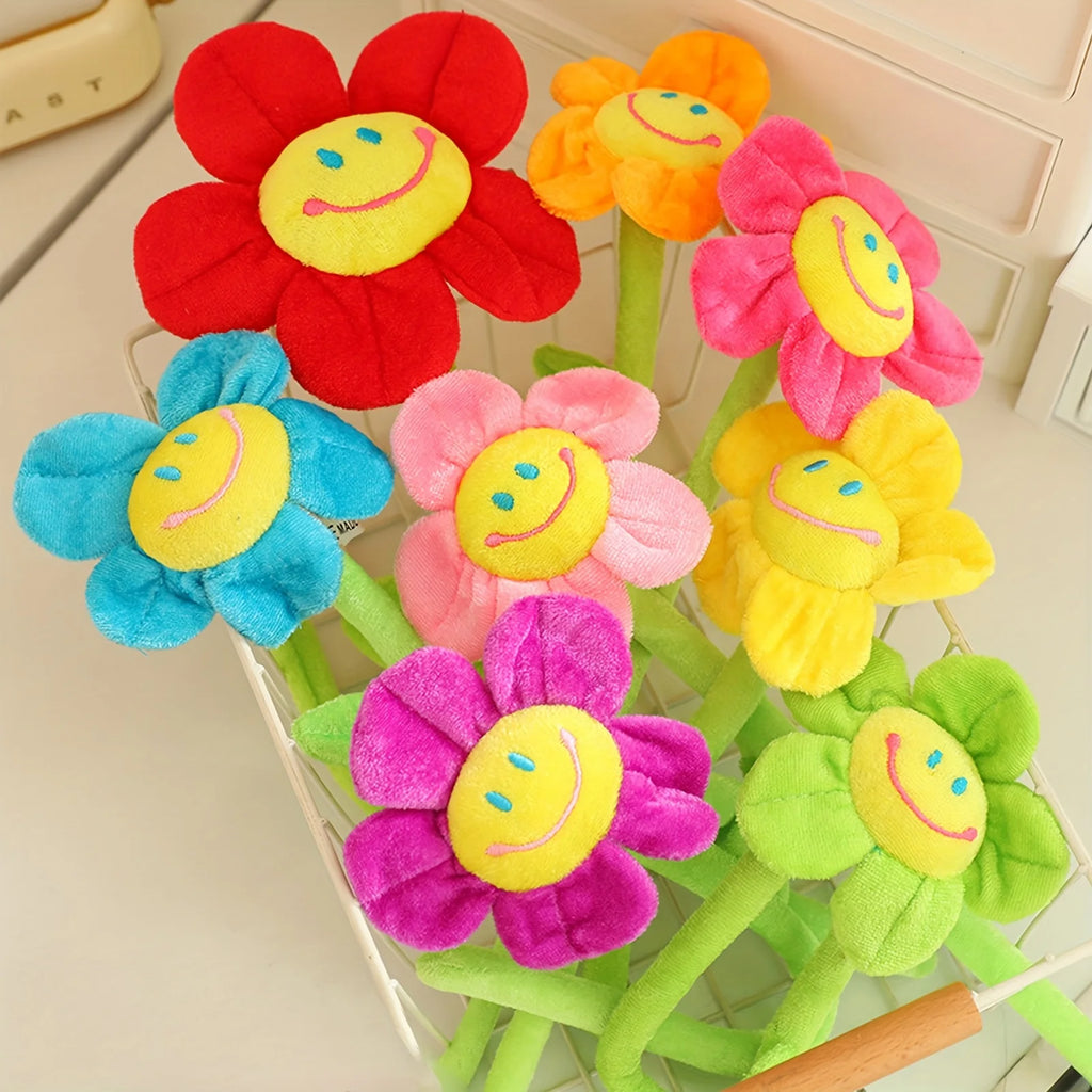 Smiling Sunflower Plush Flowers Smile Flowers Plush Bouquet Fake Flowers for Home Decor Wedding Birthday Mother’s Day Gifts