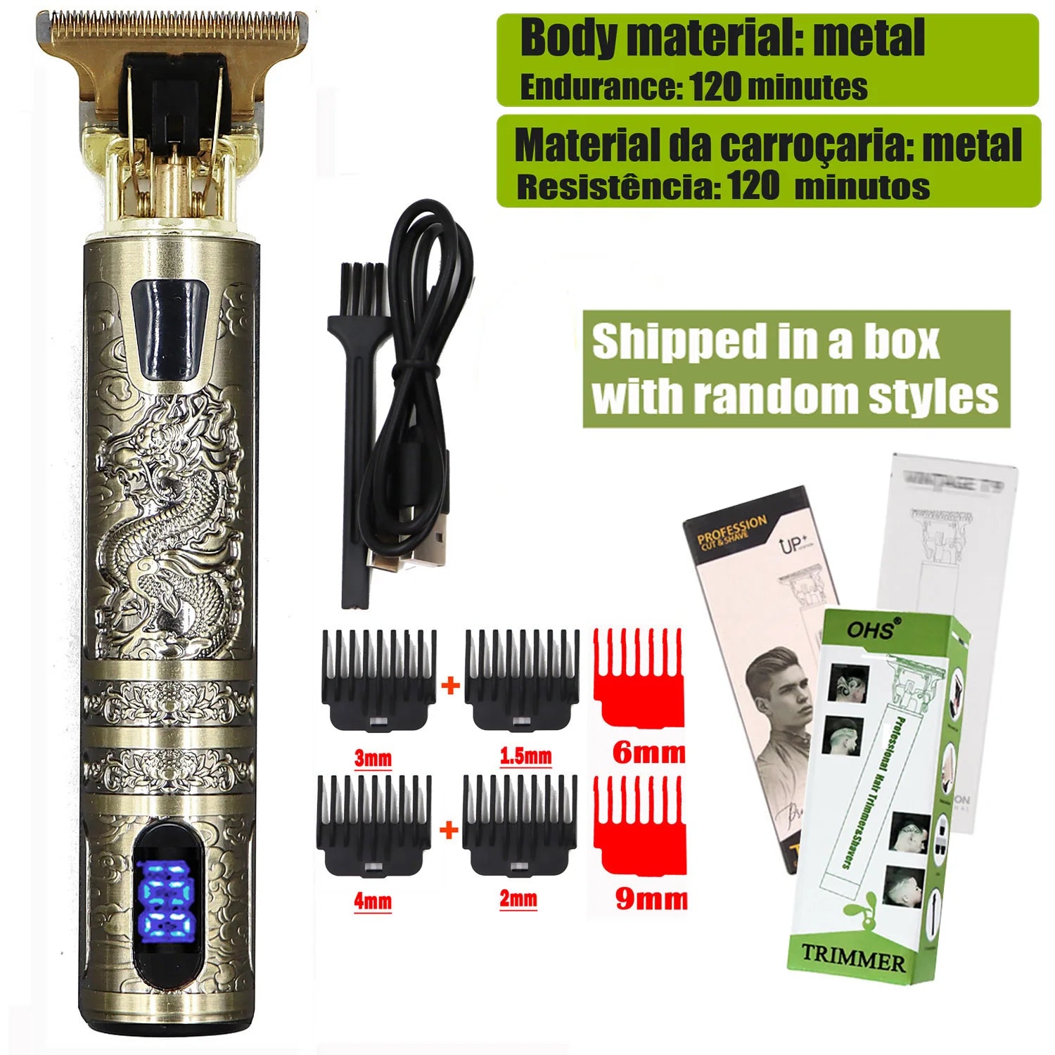 OHS Rechargeable T9 Cordless Hair Cutting Machine Electric Shaver For Men