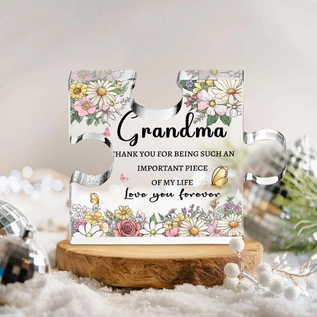 Grandma Gifts from Granddaughter Grandson 3.9 Inch Grandma Plaque Mothers Day Gift for Grandma Grandmother Birthday Gifts Grandm