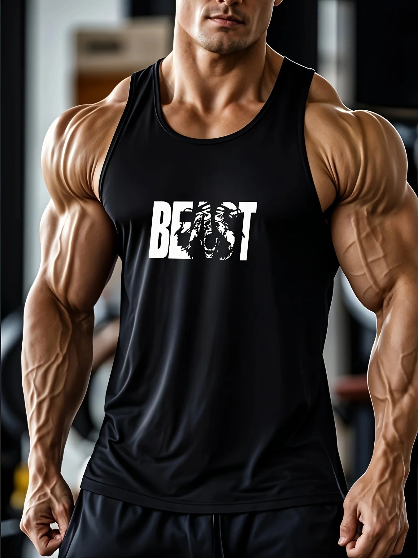 A sports vest, a men's casual printed vest, regular fit, soft and comfortable fabric