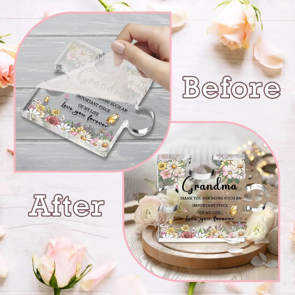 Grandma Gifts from Granddaughter Grandson 3.9 Inch Grandma Plaque Mothers Day Gift for Grandma Grandmother Birthday Gifts Grandm