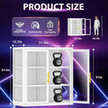 White 3-Tier Glass Door Metal Display Cabinet with LED Lights and Adjustable Shelves for Collectibles and Showcase Storage