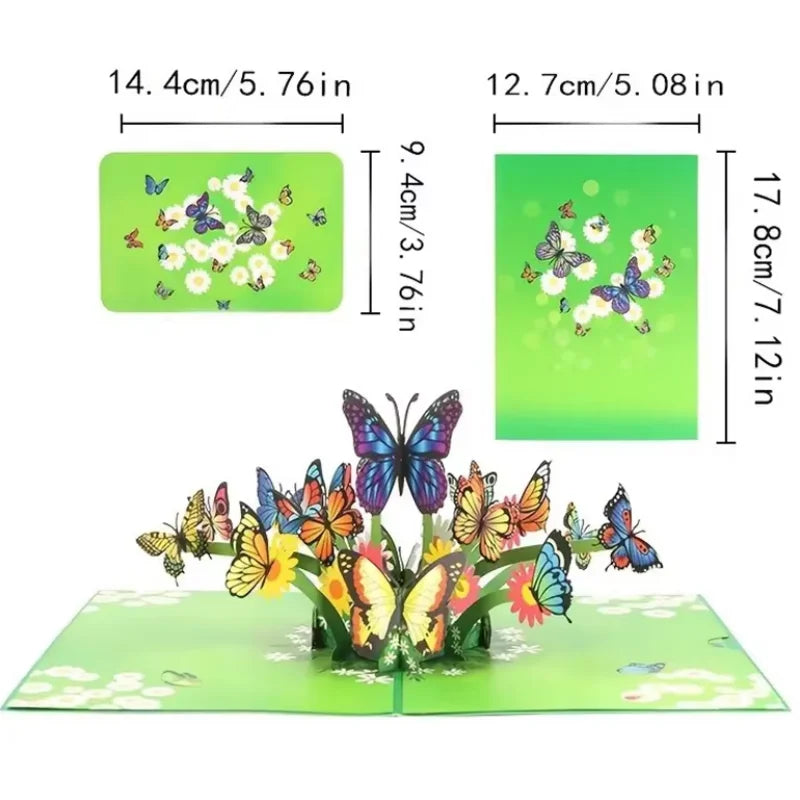 1pcs 3D Butterfly Pop Up Card, Valentine's Day, Mother, Anniversary, Wedding Invitation Greeting, Birthday Gift, Thank You