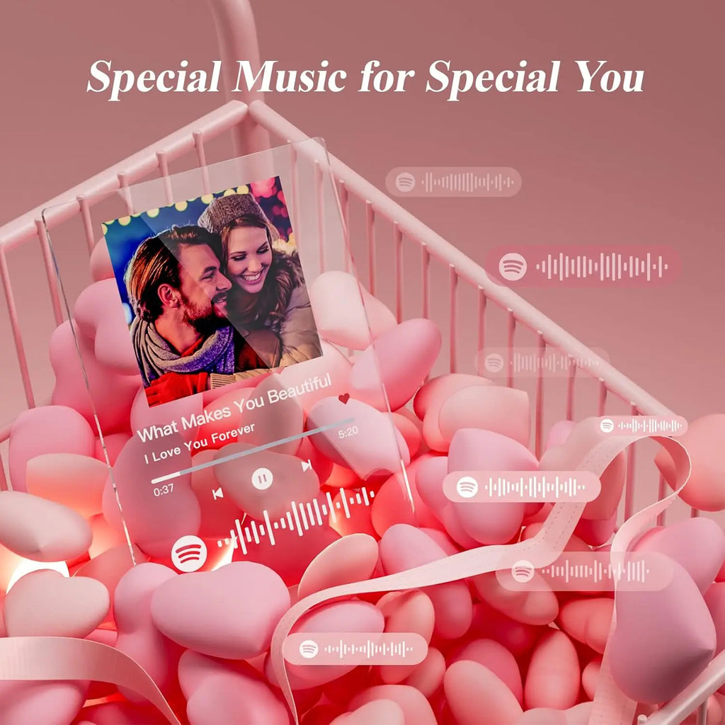 Personalised Acrylic Spotify Music Photo Plaque with LED Night Light Custom Mothers Day Gift Photo frames Custom Couple Gift