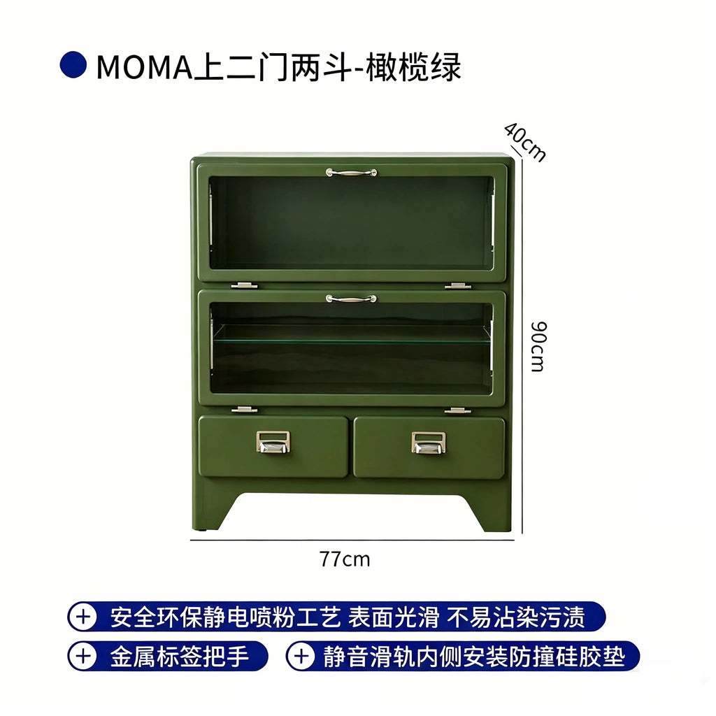 Japanese-style retro iron cabinet metal display cabinet, dining side storage cabinet