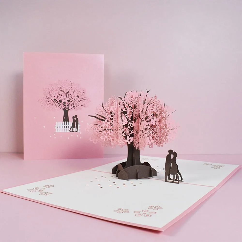 Happy Birthday Pop Up Card Sakura Sunflower Envelope Elegant 3D Greeting Cards Creative Ideal Gift for Family Mom Mother Sister