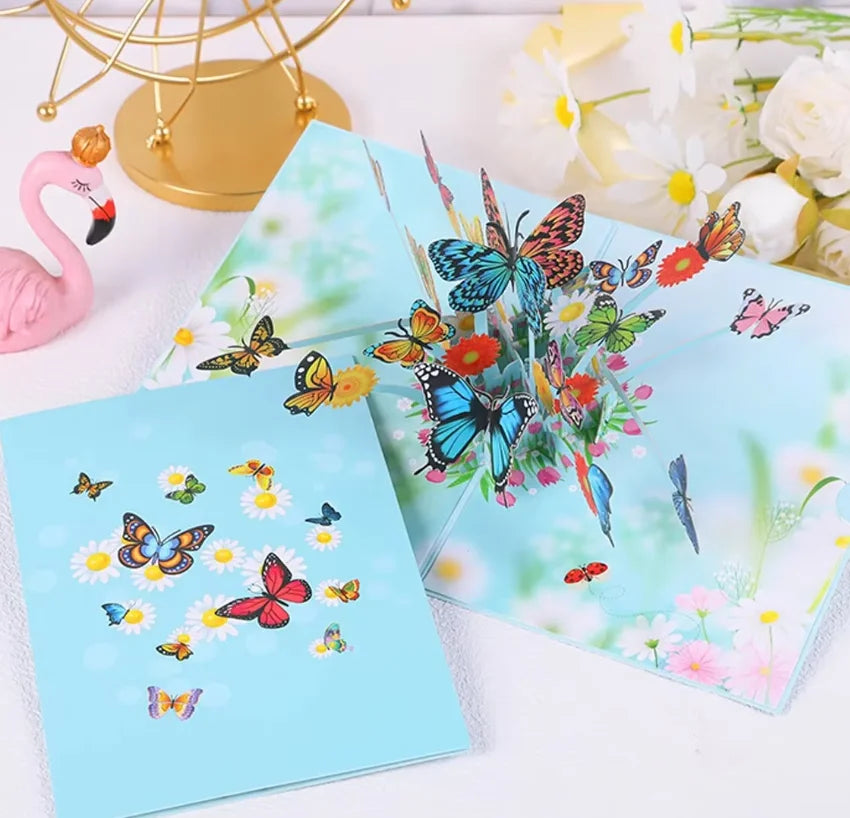 1pcs 3D Butterfly Pop Up Card, Valentine's Day, Mother, Anniversary, Wedding Invitation Greeting, Birthday Gift, Thank You