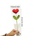 Handmade Knitted Flower Red Heart Shaped Knit Plant Crochet Flower Bouquet Christmas Valentine's Day Mother‘s Day Gift