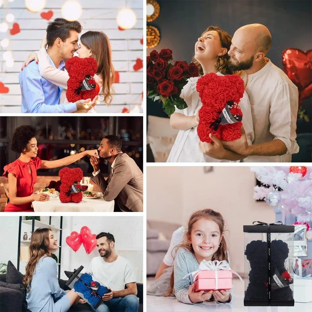 Rose Teddy Bear Artificial Flower Anniversary Valentines Day Birthday Gift Mothers Day Mom Gifts Girlfriend Birthday Gifts Women