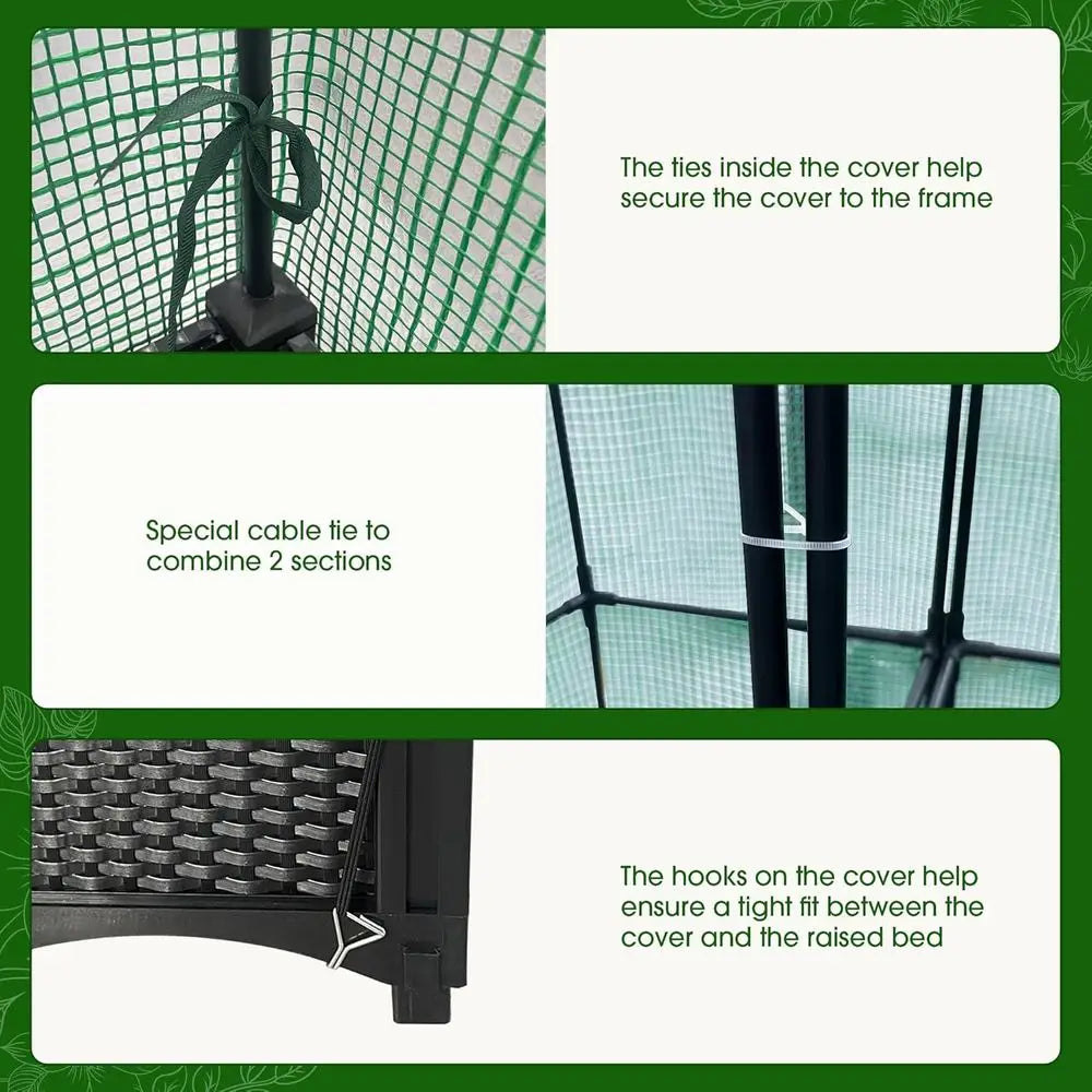 Large Black Plastic Vertical Garden Bed with Greenhouse, Trellis, and Self-Watering System for Tomatoes and Climbing Plants