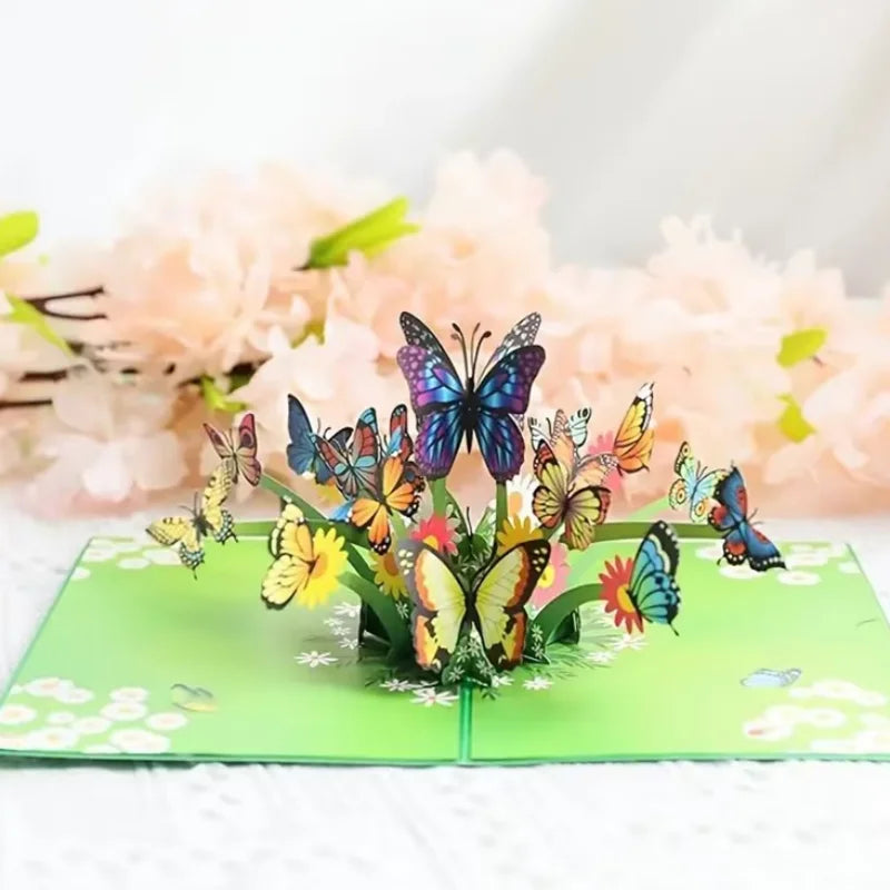 1pcs 3D Butterfly Pop Up Card, Valentine's Day, Mother, Anniversary, Wedding Invitation Greeting, Birthday Gift, Thank You