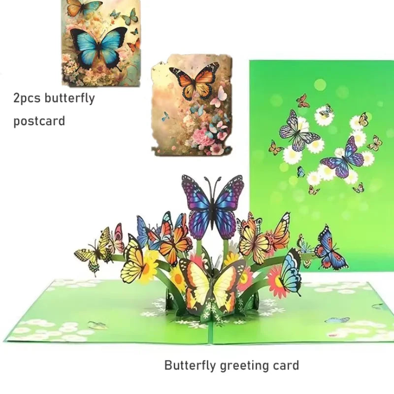 1pcs 3D Butterfly Pop Up Card, Valentine's Day, Mother, Anniversary, Wedding Invitation Greeting, Birthday Gift, Thank You