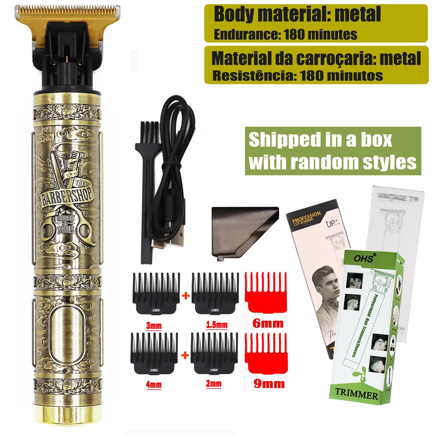 OHS Rechargeable T9 Cordless Hair Cutting Machine Electric Shaver For Men