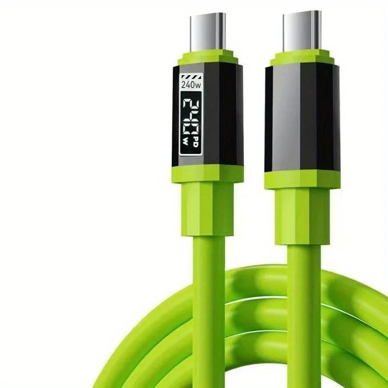 [6 Pack, 2M/ 6.6FT], 240W Fast Charging, Type-C to Type-C Cable, Digital Display Data Cable, Durable Cord for Type-C Phone
