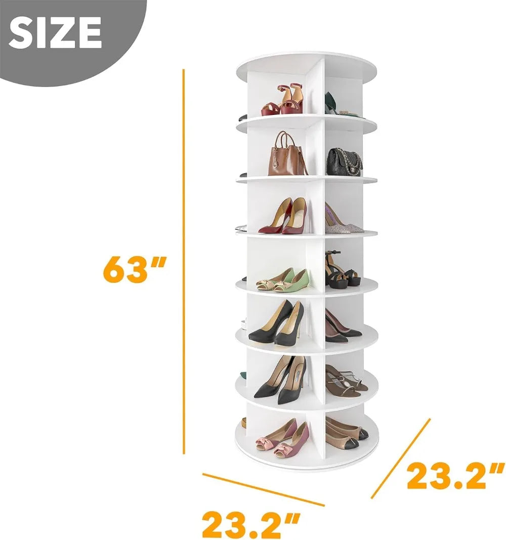 7-Tier Rotating Shoe Rack Tower, 360 Spinning Storage Carousel for Shoes & Handbags, Space-Saving Closet Organizer