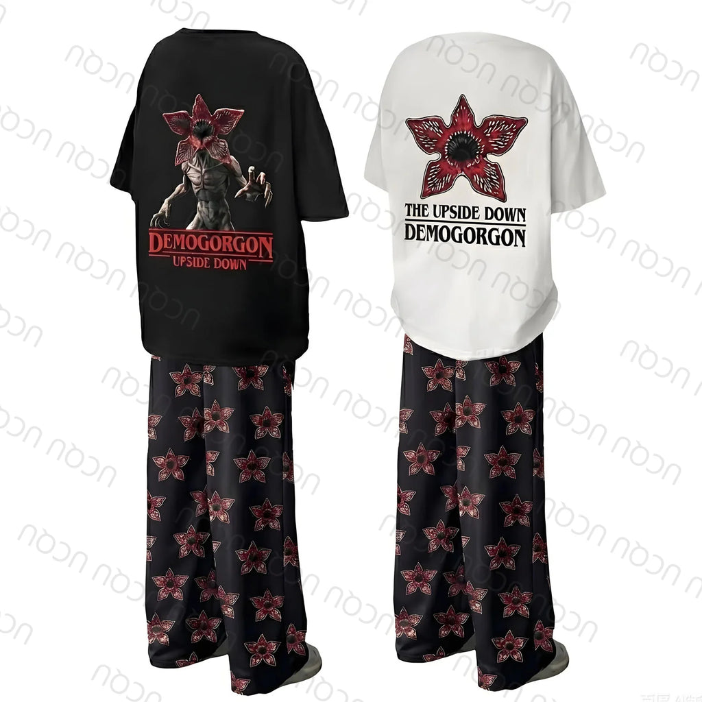2026 UCQU Demogorgon  The Upside Down Pajamas Set Couple Matching Demogorgon Short Sleeve Tee Pants Valentines Day Gift Homewear